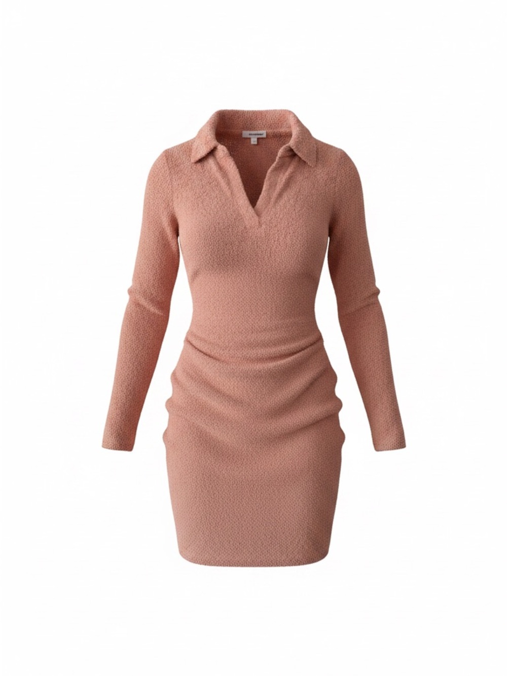 Eyeshadow Collared Long-Sleeve Knit Dress in Dusty Rose